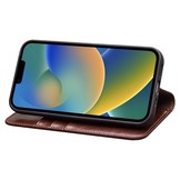 iPhone 14 leren bookcase hoes - Bruin