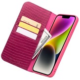 iPhone 14 Plus leren bookcase hoes - Croco Roze