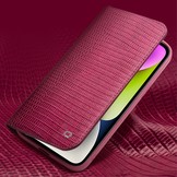 iPhone 14 Plus leren bookcase hoes - Croco Roze