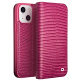 iPhone 14 leren bookcase hoes - Croco Roze
