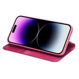 iPhone 14 Pro Max leren bookcase hoes - Croco Roze