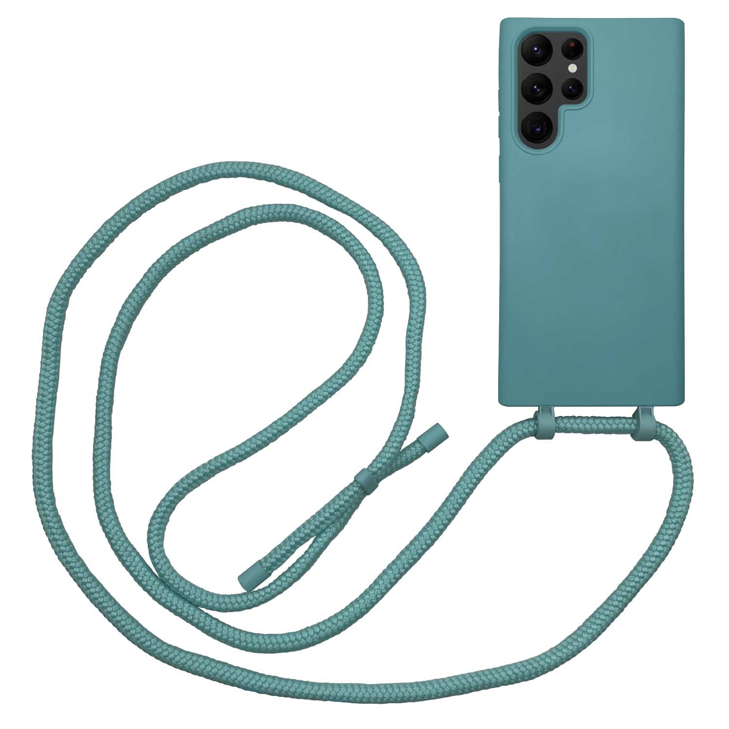 Samsung Galaxy S22 Ultra Telefoonhoes met koord Donkergroen