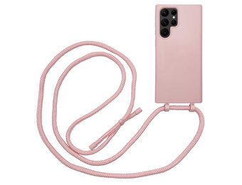 Høyde - Samsung Galaxy S22 Ultra - Telefoonhoes met koord - Roze