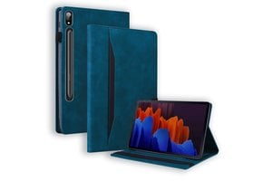 Lunso - Samsung Galaxy Tab S8 Ultra - Luxe Bookcase hoes - Blauw