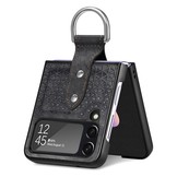 Samsung Galaxy Z Flip4 Kunstleren backcover hoesje met ringhouder - Zwart