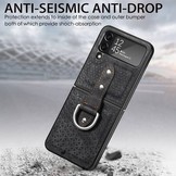 Samsung Galaxy Z Flip4 Kunstleren backcover hoesje met ringhouder - Zwart