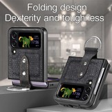 Samsung Galaxy Z Flip4 Kunstleren backcover hoesje met ringhouder - Zwart