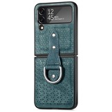 Samsung Galaxy Z Flip4 Kunstleren backcover hoesje met ringhouder - Groen
