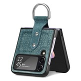 Samsung Galaxy Z Flip4 Kunstleren backcover hoesje met ringhouder - Groen