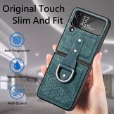 Samsung Galaxy Z Flip4 Kunstleren backcover hoesje met ringhouder - Groen