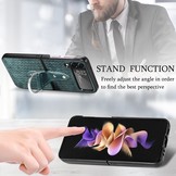 Samsung Galaxy Z Flip4 Kunstleren backcover hoesje met ringhouder - Groen