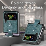Samsung Galaxy Z Flip4 Kunstleren backcover hoesje met ringhouder - Groen