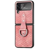 Samsung Galaxy Z Flip4 Kunstleren backcover hoesje met ringhouder - Roze