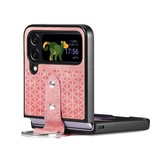 Samsung Galaxy Z Flip4 Kunstleren backcover hoesje met ringhouder - Roze