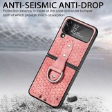 Samsung Galaxy Z Flip4 Kunstleren backcover hoesje met ringhouder - Roze