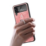 Samsung Galaxy Z Flip4 Kunstleren backcover hoesje met ringhouder - Roze