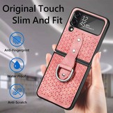 Samsung Galaxy Z Flip4 Kunstleren backcover hoesje met ringhouder - Roze