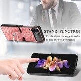 Samsung Galaxy Z Flip4 Kunstleren backcover hoesje met ringhouder - Roze