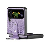 Samsung Galaxy Z Flip4 Kunstleren backcover hoesje met ringhouder - Paars