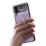 Samsung Galaxy Z Flip4 Kunstleren backcover hoesje met ringhouder - Paars