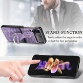 Samsung Galaxy Z Flip4 Kunstleren backcover hoesje met ringhouder - Paars