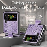 Samsung Galaxy Z Flip4 Kunstleren backcover hoesje met ringhouder - Paars