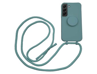 Høyde - Samsung Galaxy S22 - Telefoonhoes met koord + Socket houder - Donkergroen