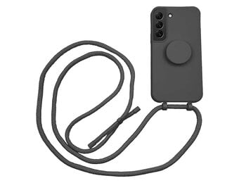 Høyde - Samsung Galaxy S22 - Telefoonhoes met koord + Socket houder - Zwart