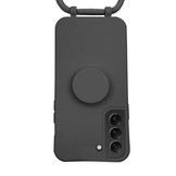 Samsung Galaxy S22 Telefoonhoes met koord en handige Socket Houder - Zwart