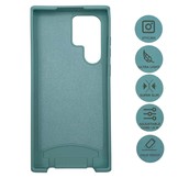 Samsung Galaxy S22 Ultra Telefoonhoes met koord en handige Socket Houder - Donkergroen