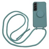 Samsung Galaxy S22 Plus Telefoonhoes met koord en handige Socket Houder - Donkergroen