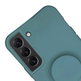 Samsung Galaxy S22 Plus Telefoonhoes met koord en handige Socket Houder - Donkergroen