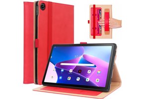 Lunso - Lenovo Tab M10 Plus Gen 3 (3e generatie) - Luxe Bookcase hoes - Rood