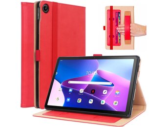 Lunso - Lenovo Tab M10 Plus Gen 3 (3e generatie) - Luxe Bookcase hoes - Rood
