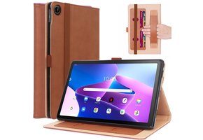 Lunso - Lenovo Tab M10 Plus Gen 3 (3e generatie) - Luxe Bookcase hoes - Bruin