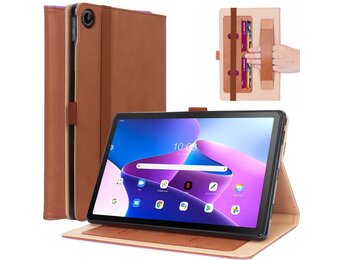 Lunso - Lenovo Tab M10 Plus Gen 3 (3e generatie) - Luxe Bookcase hoes - Bruin