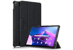 Lunso - Lenovo Tab M10 Plus Gen 3 (3e generatie) - Tri-Fold Bookcase hoes - Zwart
