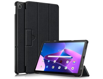 Lunso - Lenovo Tab M10 Plus Gen 3 (3e generatie) - Tri-Fold Bookcase hoes - Zwart