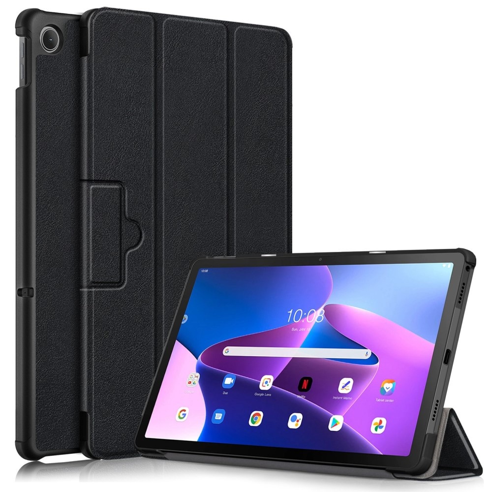 Lenovo Tab M10 Plus Gen 3 (3e generatie) Tri-Fold Bookcase hoes - Zwart