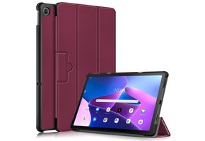 Lunso - Lenovo Tab M10 Plus Gen 3 (3e generatie) - Tri-Fold Bookcase hoes - Bordeaux Rood