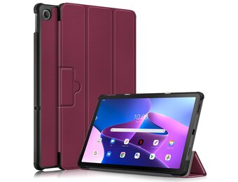 Lunso - Lenovo Tab M10 Plus Gen 3 (3e generatie) - Tri-Fold Bookcase hoes - Bordeaux Rood