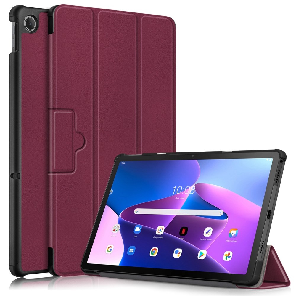 Lenovo Tab M10 Plus Gen 3 (3e generatie) Tri-Fold Bookcase hoes - Bordeaux Rood