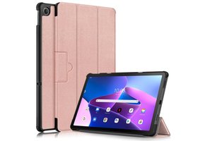 Lunso - Lenovo Tab M10 Plus Gen 3 (3e generatie) - Tri-Fold Bookcase hoes - Rose Goud