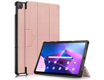 Lunso - Lenovo Tab M10 Plus Gen 3 (3e generatie) - Tri-Fold Bookcase hoes - Rose Goud