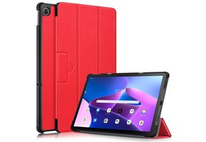 Lunso - Lenovo Tab M10 Plus Gen 3 (3e generatie) - Tri-Fold Bookcase hoes - Rood