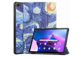 Lunso - Lenovo Tab M10 Plus Gen 3 (3e generatie) - Tri-Fold Bookcase hoes - Van Gogh Sterrennacht