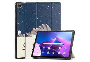 Lunso - Lenovo Tab M10 Plus Gen 3 (3e generatie) - Tri-Fold Bookcase hoes - Lazy Cat