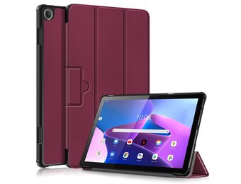 Lunso - Lenovo Tab M10 Gen 3 (3e generatie) - Tri-Fold Bookcase hoes - Bordeaux Rood
