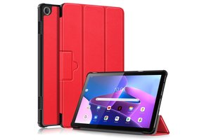 Lunso - Lenovo Tab M10 Gen 3 (3e generatie) - Tri-Fold Bookcase hoes - Rood