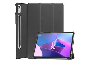 Lunso - Lenovo Tab P11 Pro Gen 2 (2e generatie) - Tri-Fold Bookcase hoes - Zwart